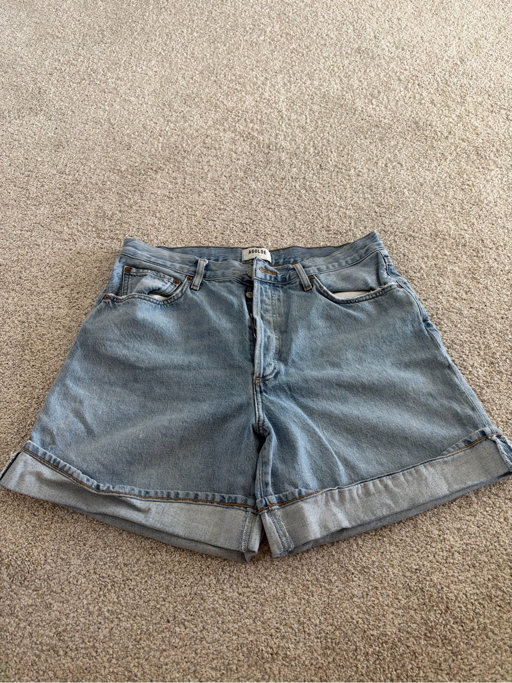 Agolde Dame High Waist Mid Length Relaxed Denim Shorts